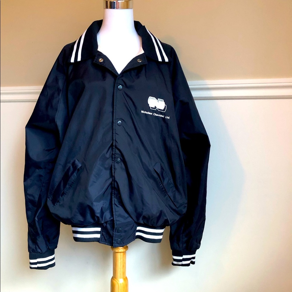 Vintage Looking Quality Sportswear Blue Windbreaker w/ White Stripes - Picture 4 of 12